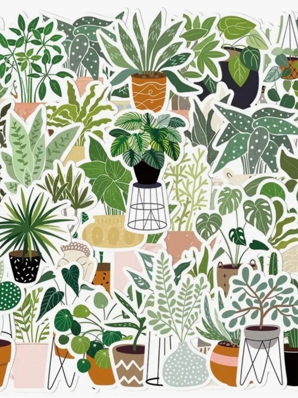 44 Potted Green Plants Stickers Cactus Succulents